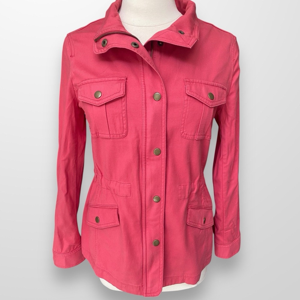Talbots Women's Size Small‎ Jacket Lightweight Soft Cotton Blend Zip Snap Front